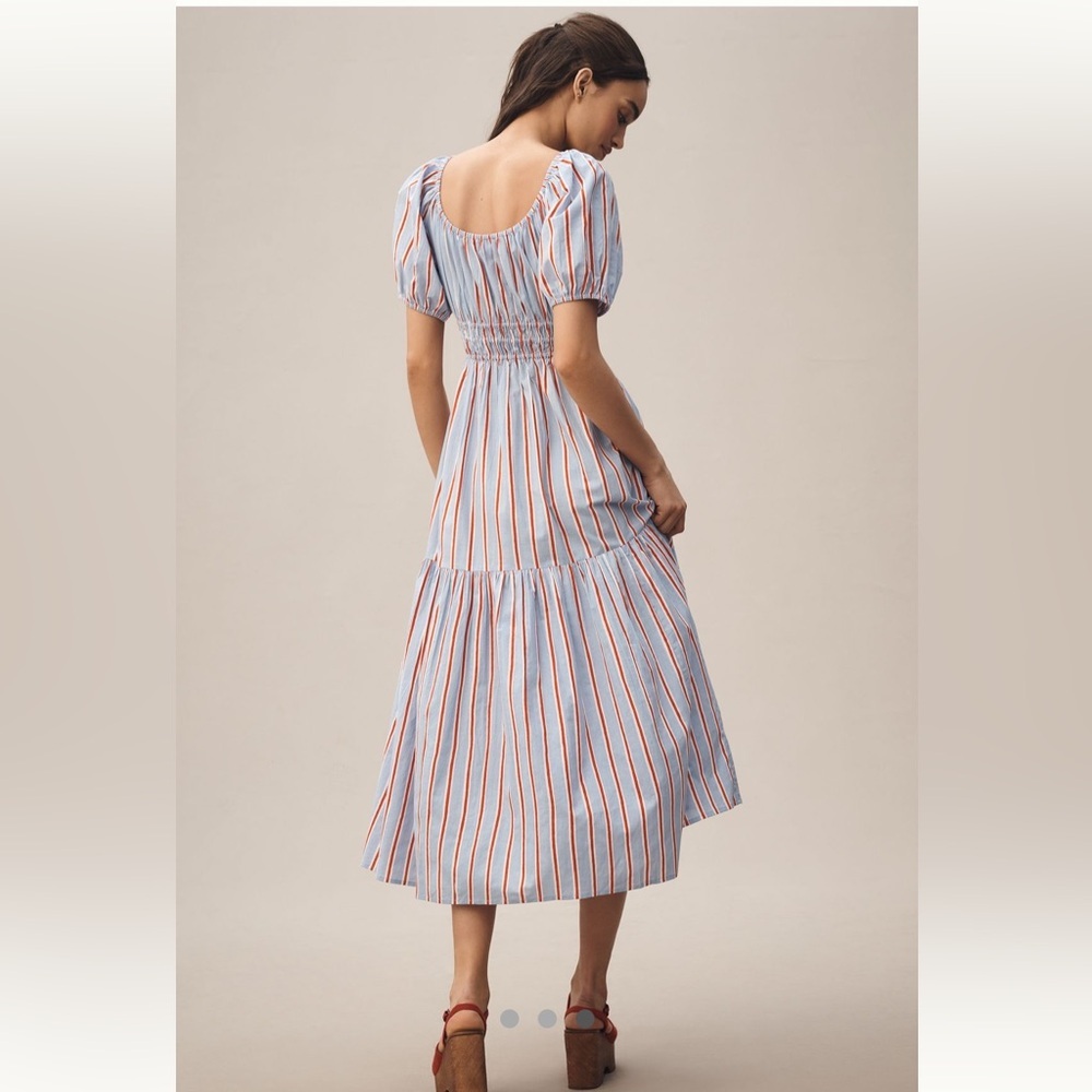 Anthropologie NWT Pink City Prints Katie Sweetheart Tiered Midi Dress size S. - Picture 4 of 6